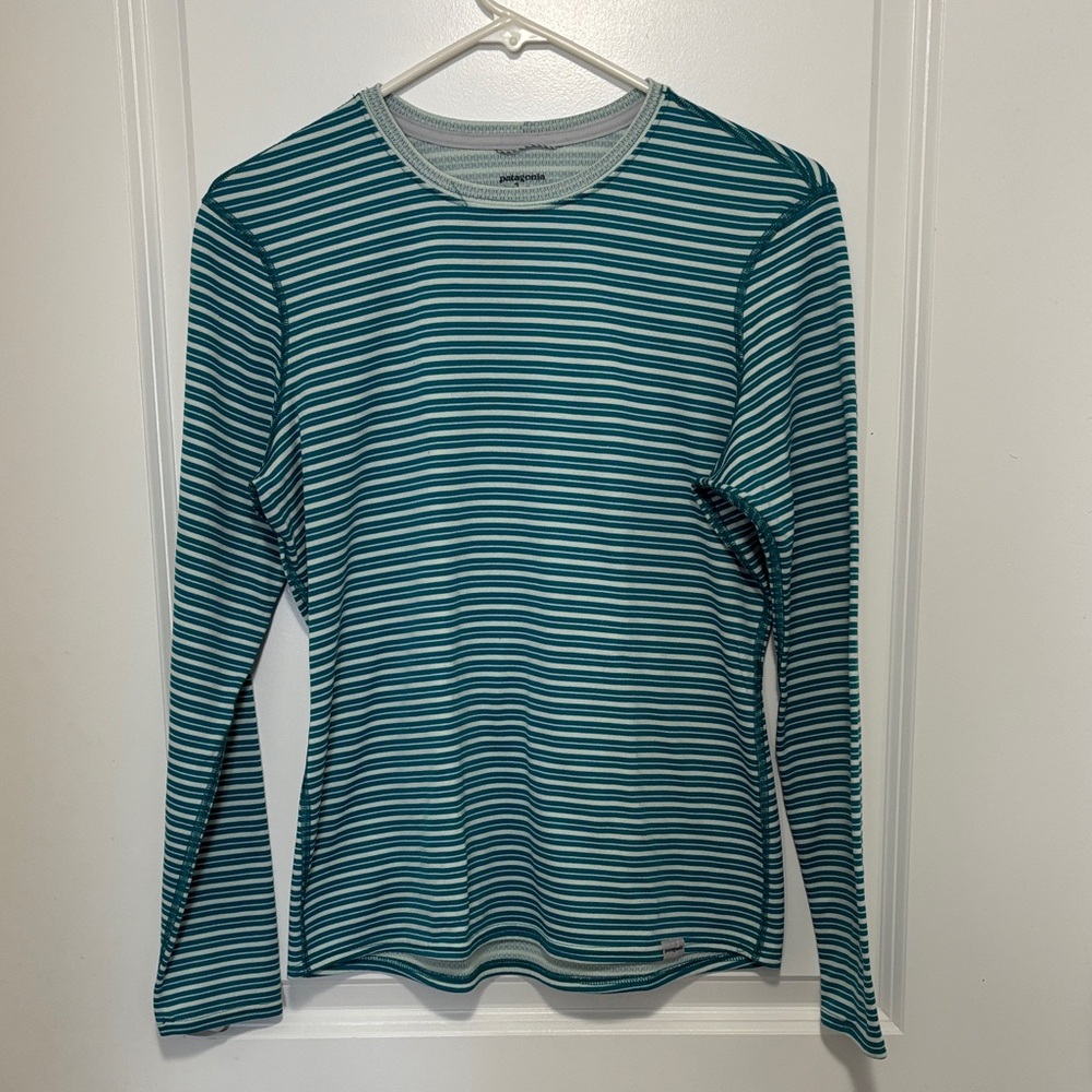 Patagonia Long Sleeve Top in Teal and White Stripes
